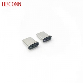USB TYPE CM夾板1.0拉伸款 黑LCP 外殼不銹鋼鍍鎳端子鍍金2u